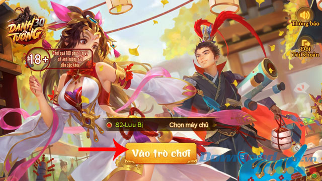 Nhấn vào nút Vào trò chơi