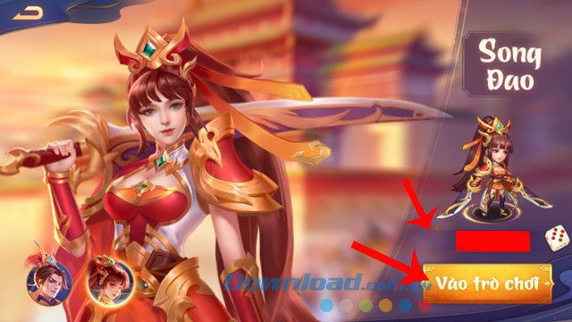 Đặt tên cho nhân vật và ấn nút Vào trò chơi