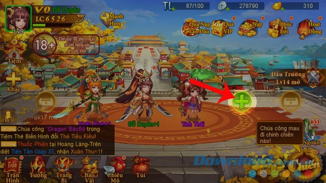 Ấn vào dấu cộng