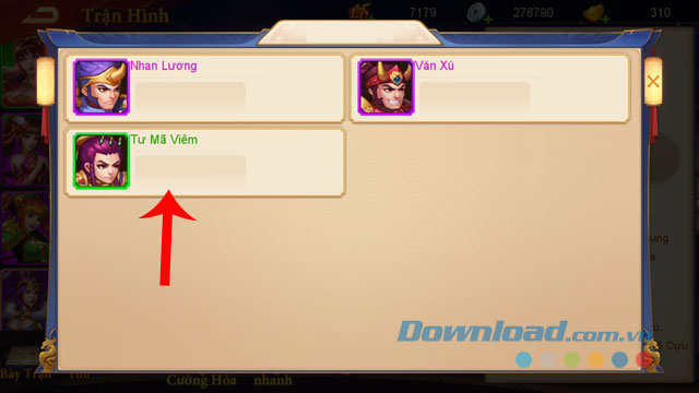 Chọn vị tướng muốn chiến đấu