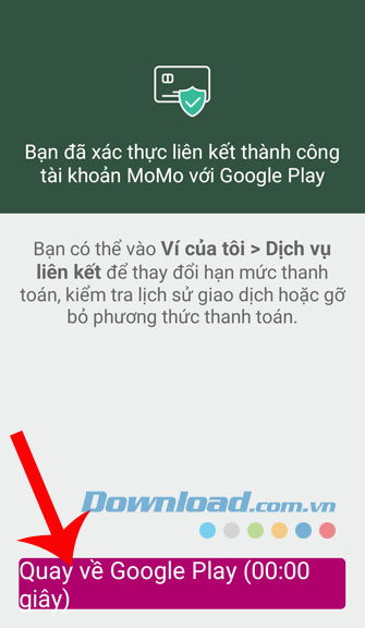 Ấn nút Quay lại Google Play