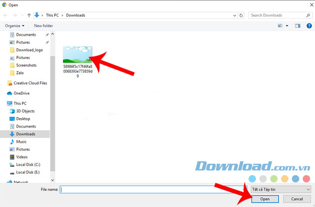 Chọn hình ảnh mà mình muốn tải