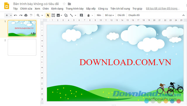 Hình nền của slide đã được thay đổi