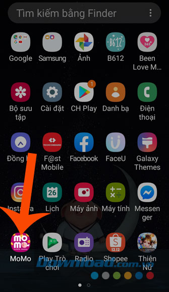 Mở ứng dụng MOMO