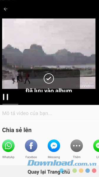 Video đã được lưu vào điện thoại