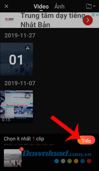 Ấn vào nút Tiếp