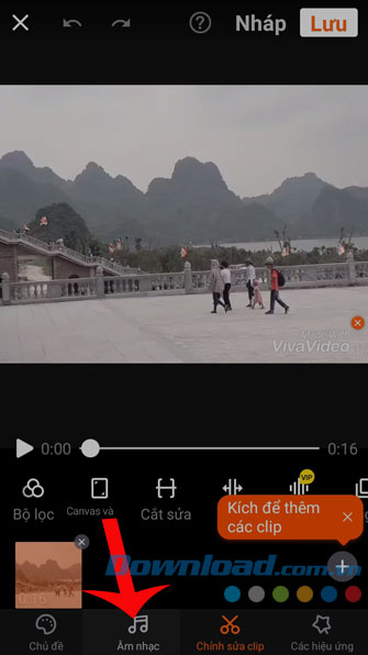 Chạm vào mục Thư viện