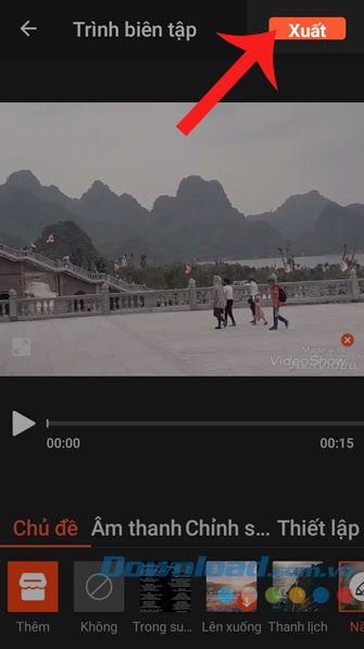 Nhấn vào nút Xuất