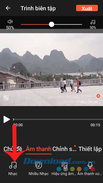 Nhấn vào mục Nhạc