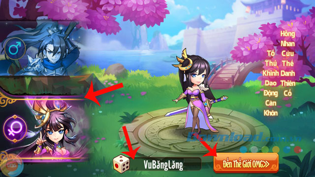 Chọn kiểu hình và đặt tên cho nhân vật