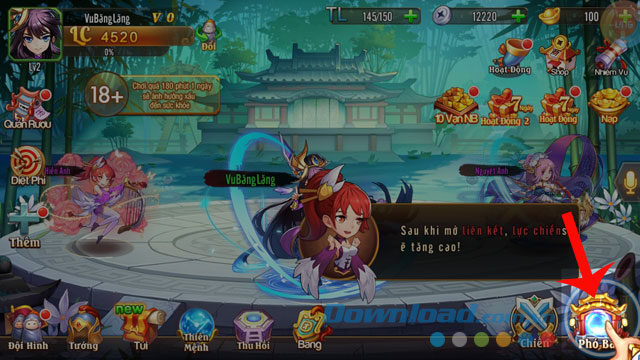 Nhấn vào mục Phó bản