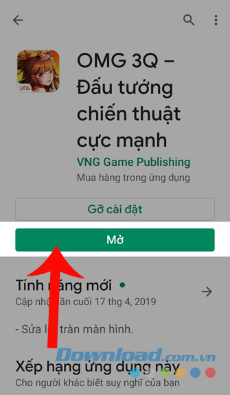 Nhấn vào nút Mở