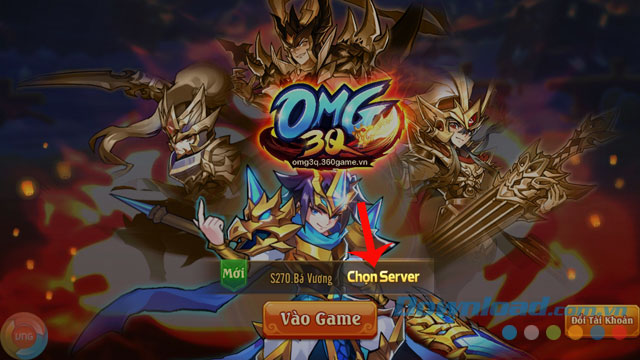 Nhấn vào mục Chọn Server