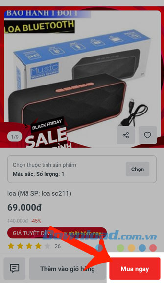 Nhấn nút Mua ngay