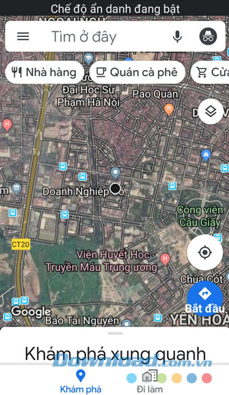 Chế độ ẩn danh đã được bật