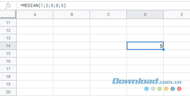 Số trung vị sau khi tìm được