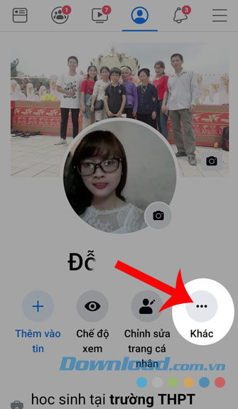 Ấn vào dấu ba chấm