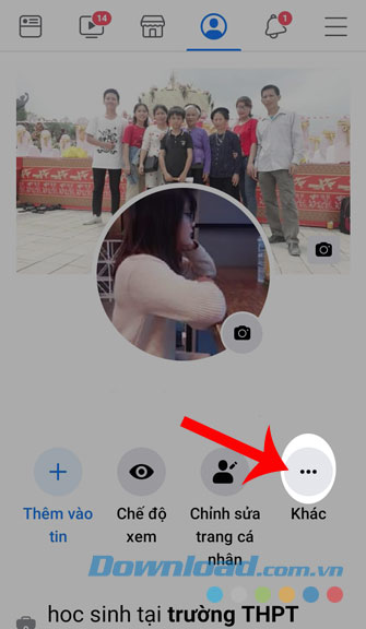 Ấn vào dấu ba chấm