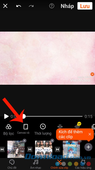 Thiết lập các tính năng để chỉnh sửa video