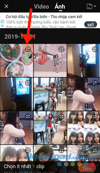 Nhấn vào những bức ảnh mình làm video