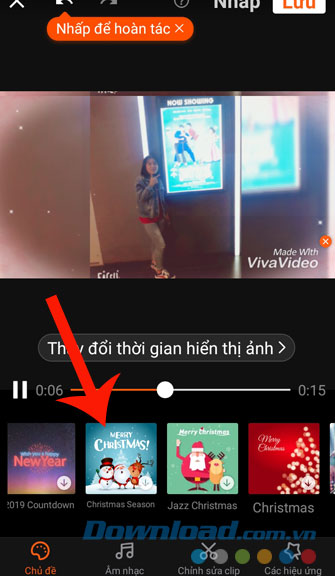 Ấn vào mục Chủ đề và chọn đề tài cho video