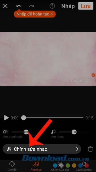 Nhấn vào mục Chỉnh sửa âm nhạc