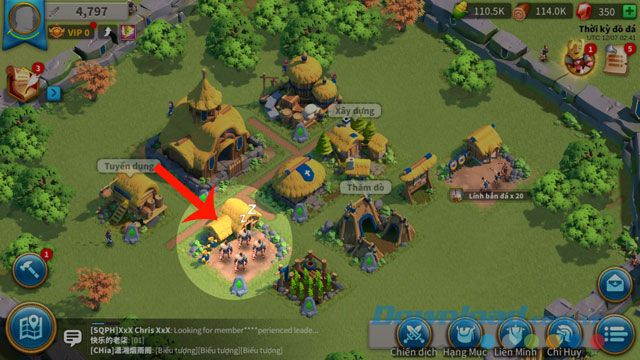 Nhấn vào ngôi nhà lính