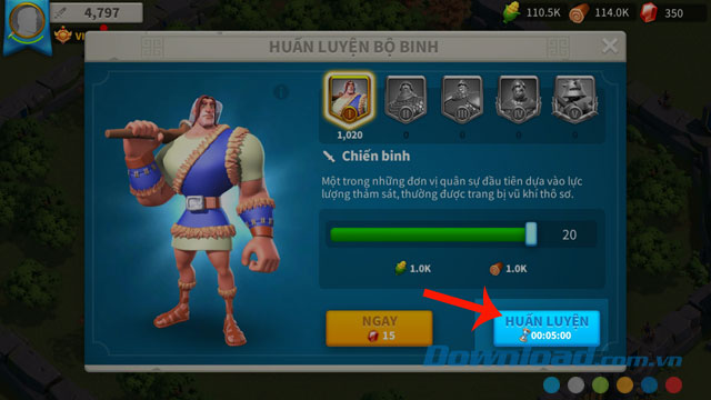 Nhấn nút Huấn luyện 