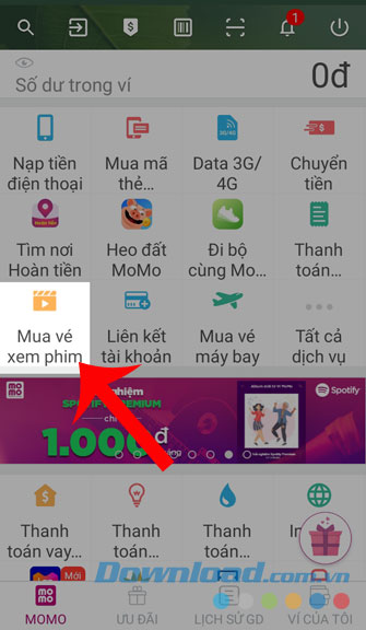 Nhấn vào mục xem phim