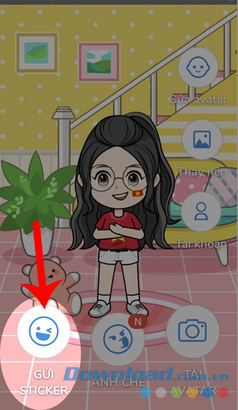 Ấn vào mục Gửi Sticker