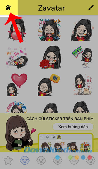 Nhấn vào biểu tượng ngôi nhà