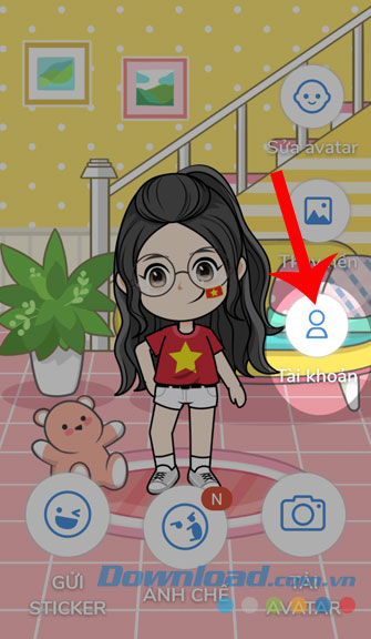 Nhấn vào biểu tượng tài khoản