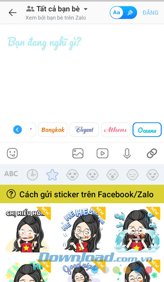 Bàn phím sticker trênZalo