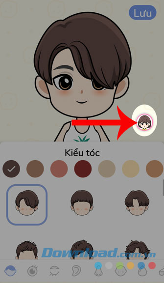 Nhấn vào biểu tượng khuôn mặt