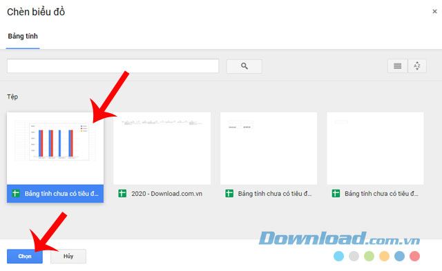 Nhấn vào bảng tính và ấn nút Chọn