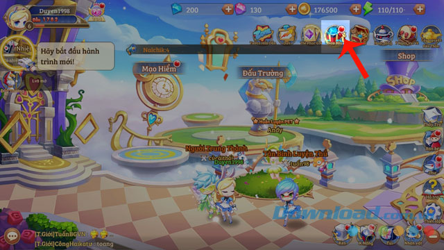 Nhấn vào biểu tượng hộp quà