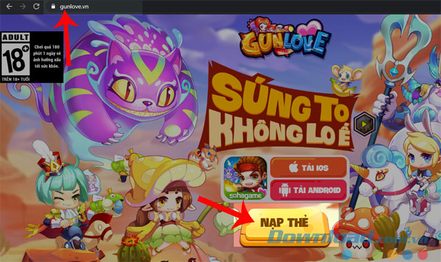 Truy cập vào trang Web và ấn nút Nạp thẻ