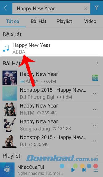 Ấn vào tên bài hát