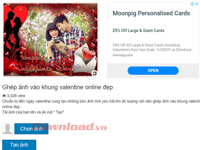 Tạo ảnh Valentine