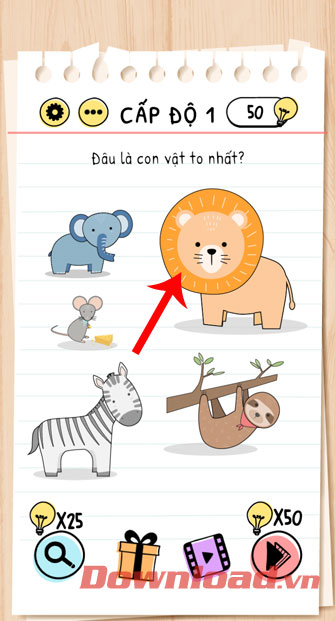 Đáp án game Brain Test câu 1