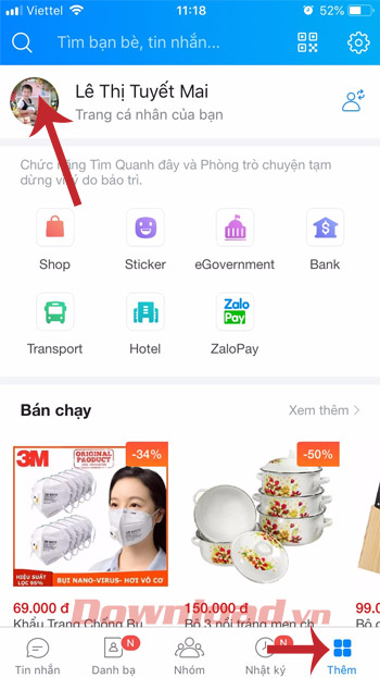 <p><strong>Bước 1: Mở Zalo cho iOS l</strong>ên, nhấn vào <strong>Thêm</strong> ở góc dưới cùng bên