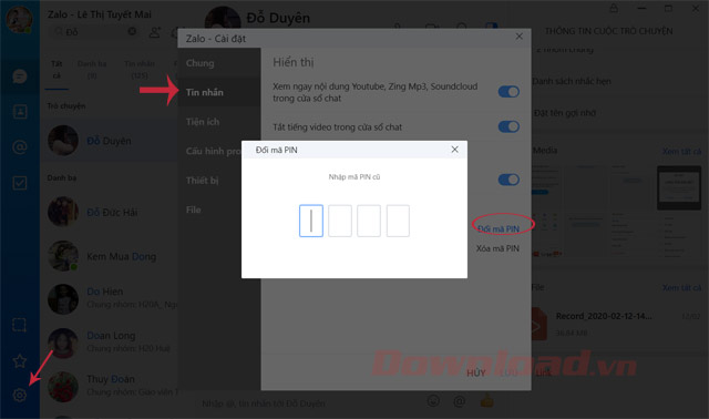 <p><strong>Đổi mã PIN trò chuyện ẩn</strong></p>
<p>Còn muốn đổi lại mã PIN trò chuyện ẩn, vào phần