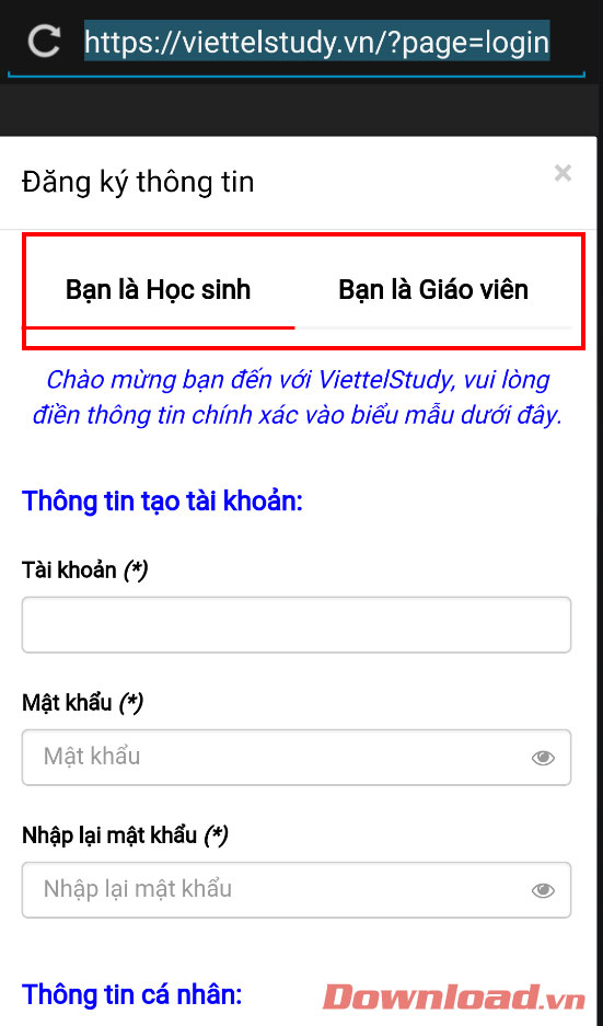 Thông tin học sinh