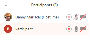 Click vào Participants để xem người nào đang ghi.