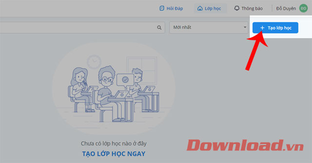 Nhấn nút tạo lớp học