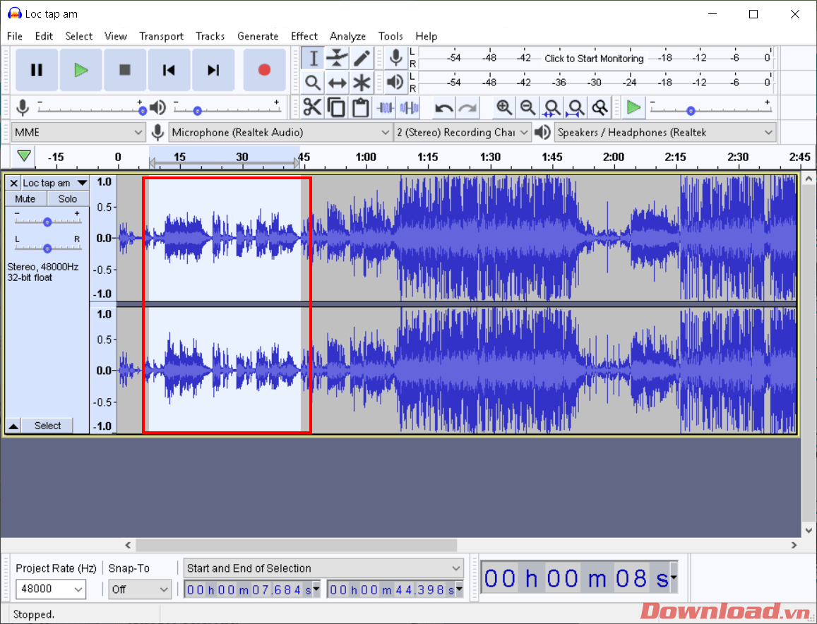 Chọn đoạn âm thanh