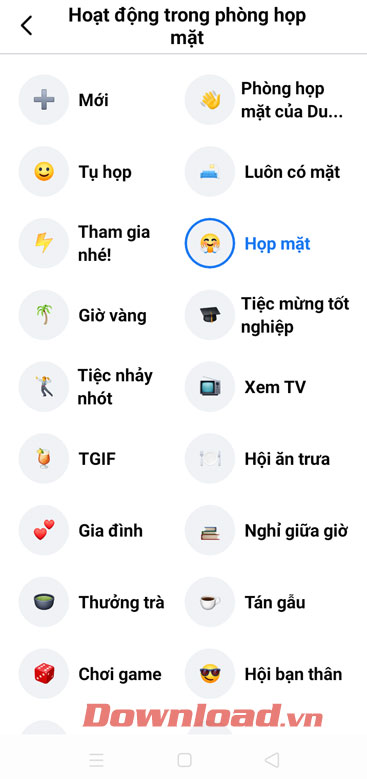 Chọn hoạt động 