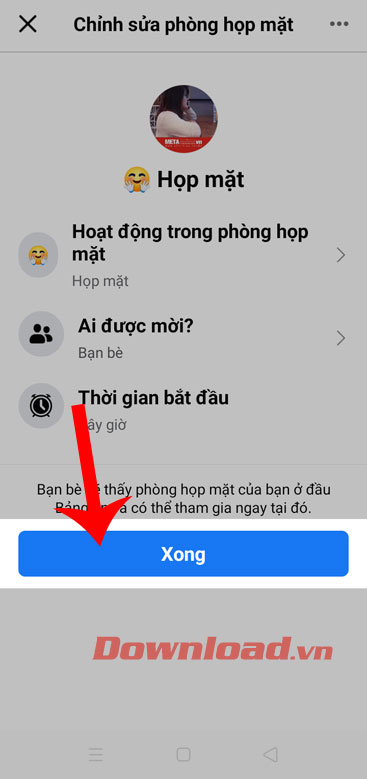 Nhấn nút Xong