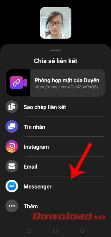 Chọn nơi để chia sẻ liên kết