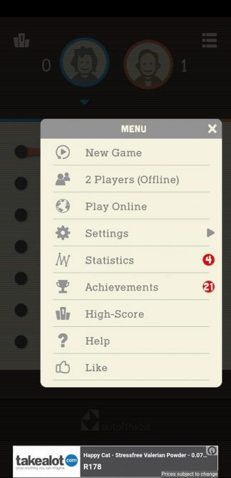 Menu game Dots and Boxes